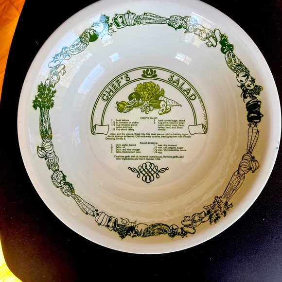 VTG Large CHEF’S SALAD AND FRENCH DRESSING Recipe Bowl - Picture 1 of 6